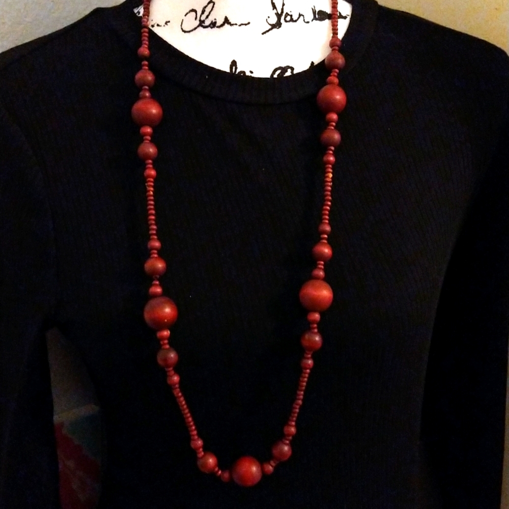 Woodtone Faux Brown Balls Long Chain